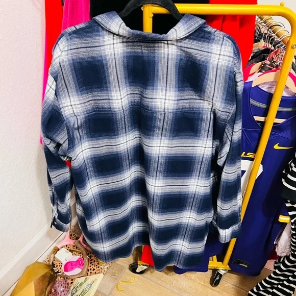 Abercrombie & Fitch Navy Checkered Shirt - Picture 3 of 4